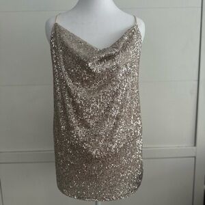 Glamorous Sequin Cowl Neck Camisole in Gold